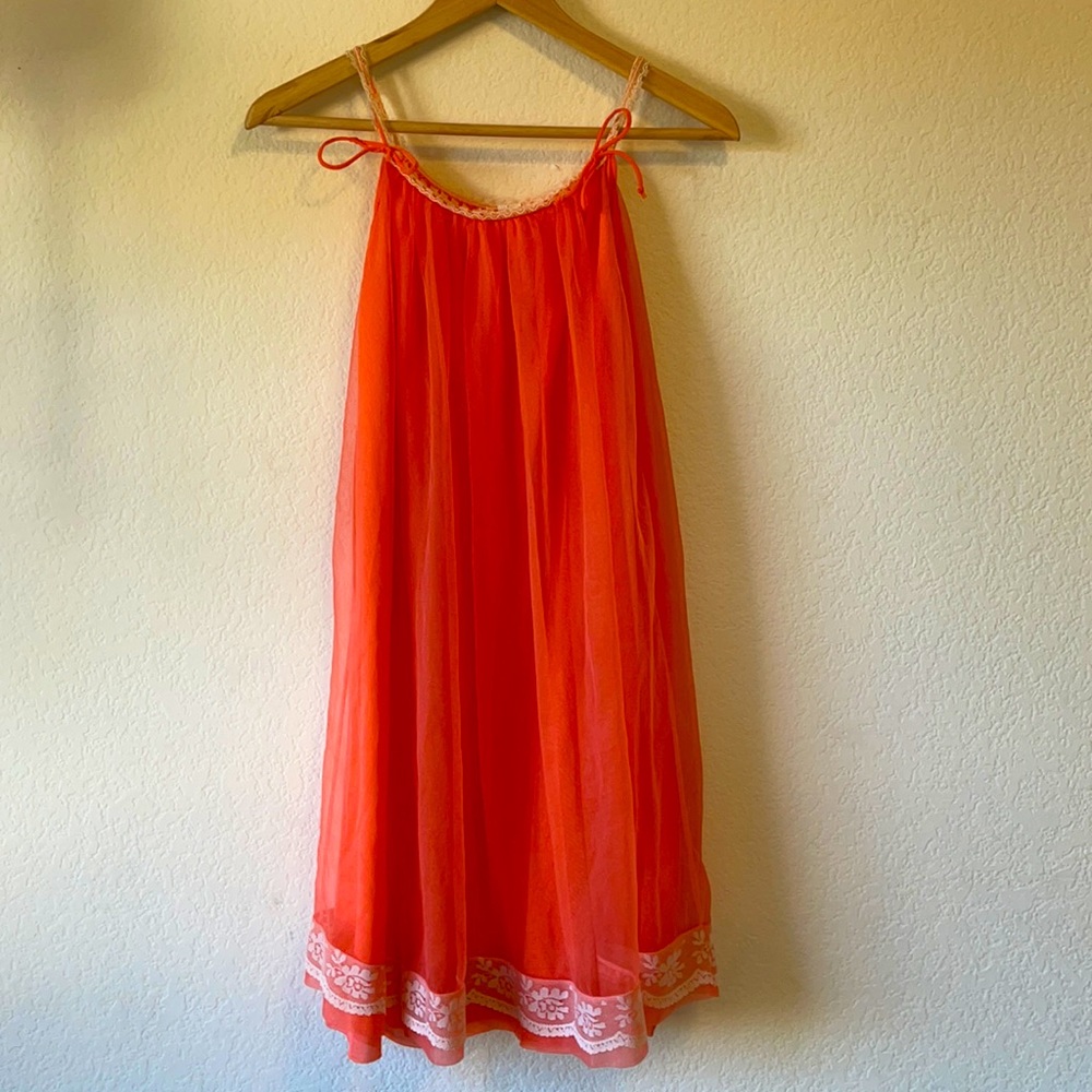 Vintage 60s ~ 70s Sheer Slip w/ Lace Trim